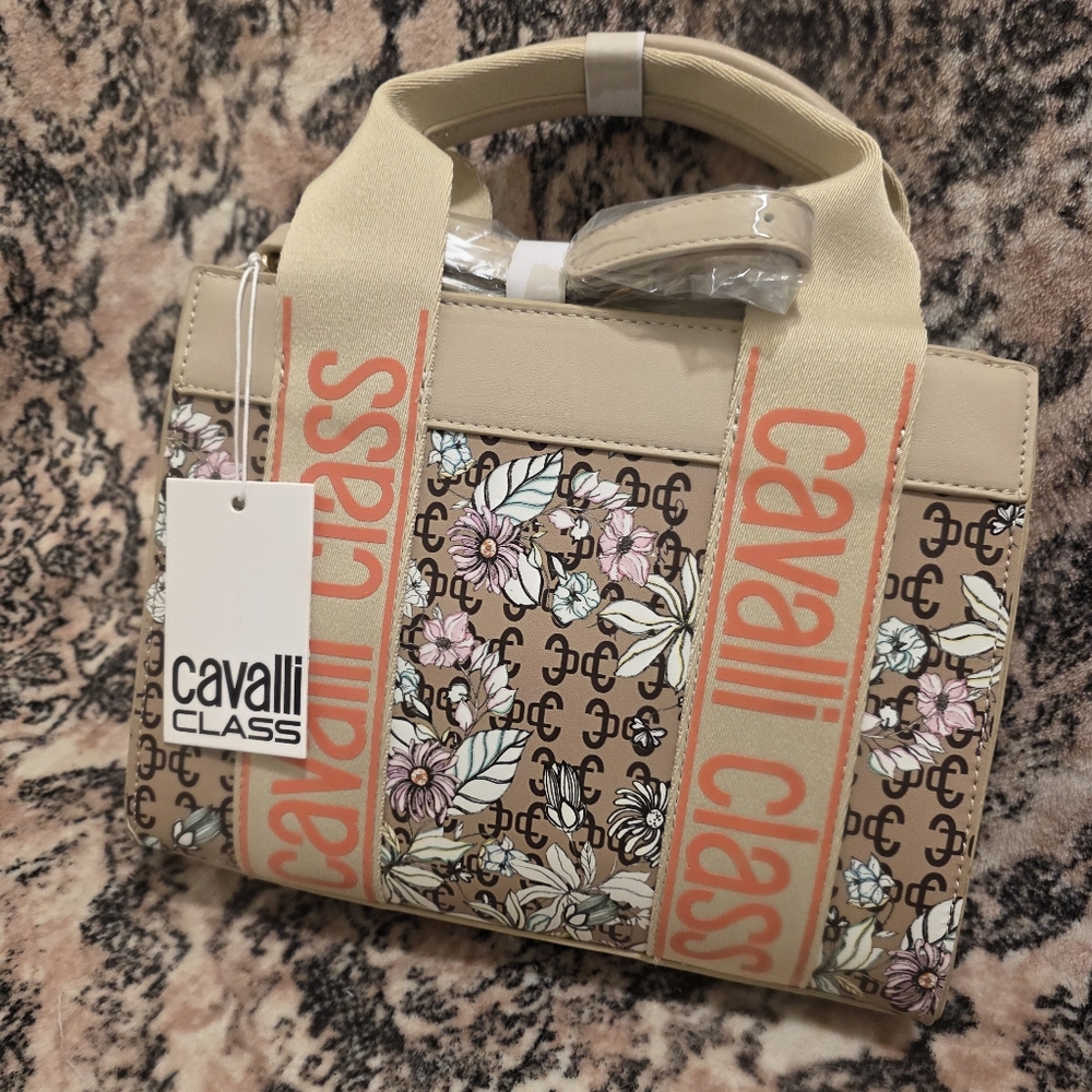 Cavalli Class Beige Floral Women's Bag